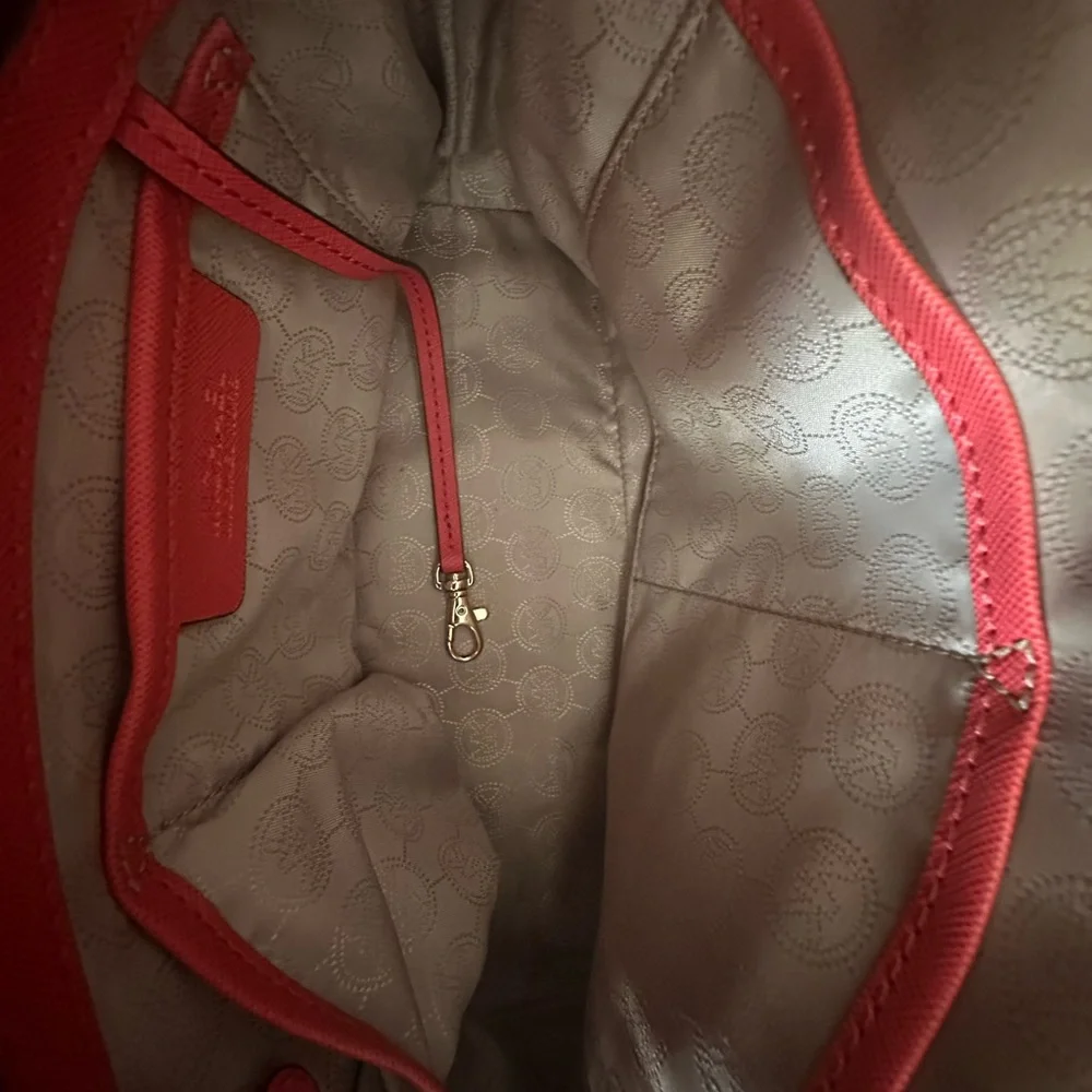 Michael Kors Red Saffiano Leather Satchel Gold-Tone Hardware & Detachable Strap - Picture 5 of 12